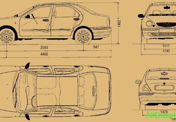 Lancia Lybra (Лянча Лyбра) - чертежи (рисунки) автомобиля